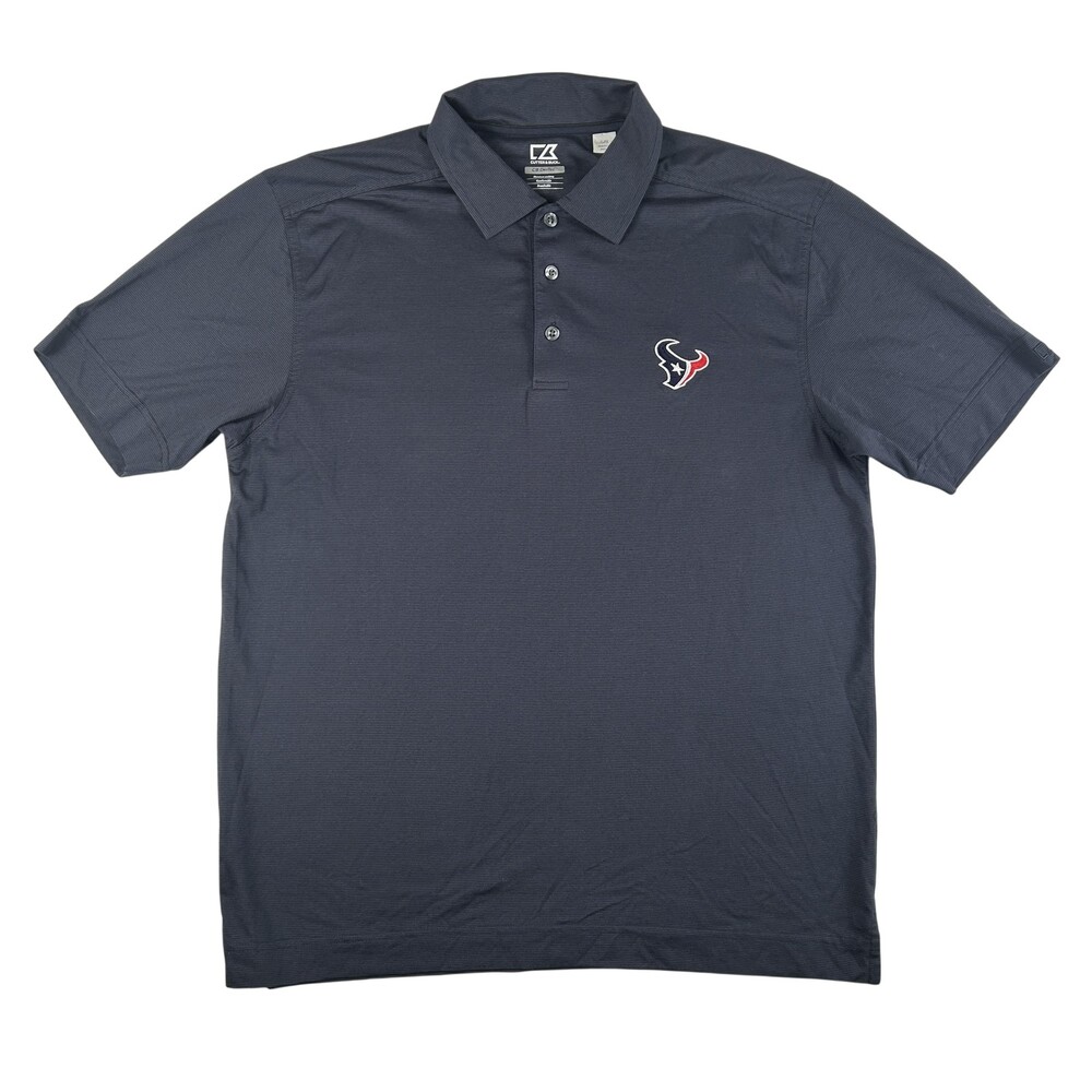 Houston Texans Shirt Mens Large NFL Football Cutter & Buck Polo CB DryTec FLAW